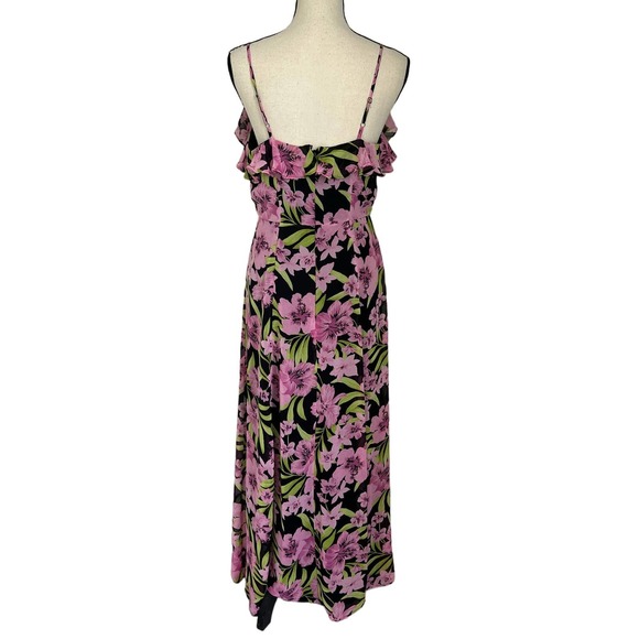 Bar III Women's Maxi Dress Size Small Pink Floral Sleeveless Ruffles Flowy - Picture 2 of 12